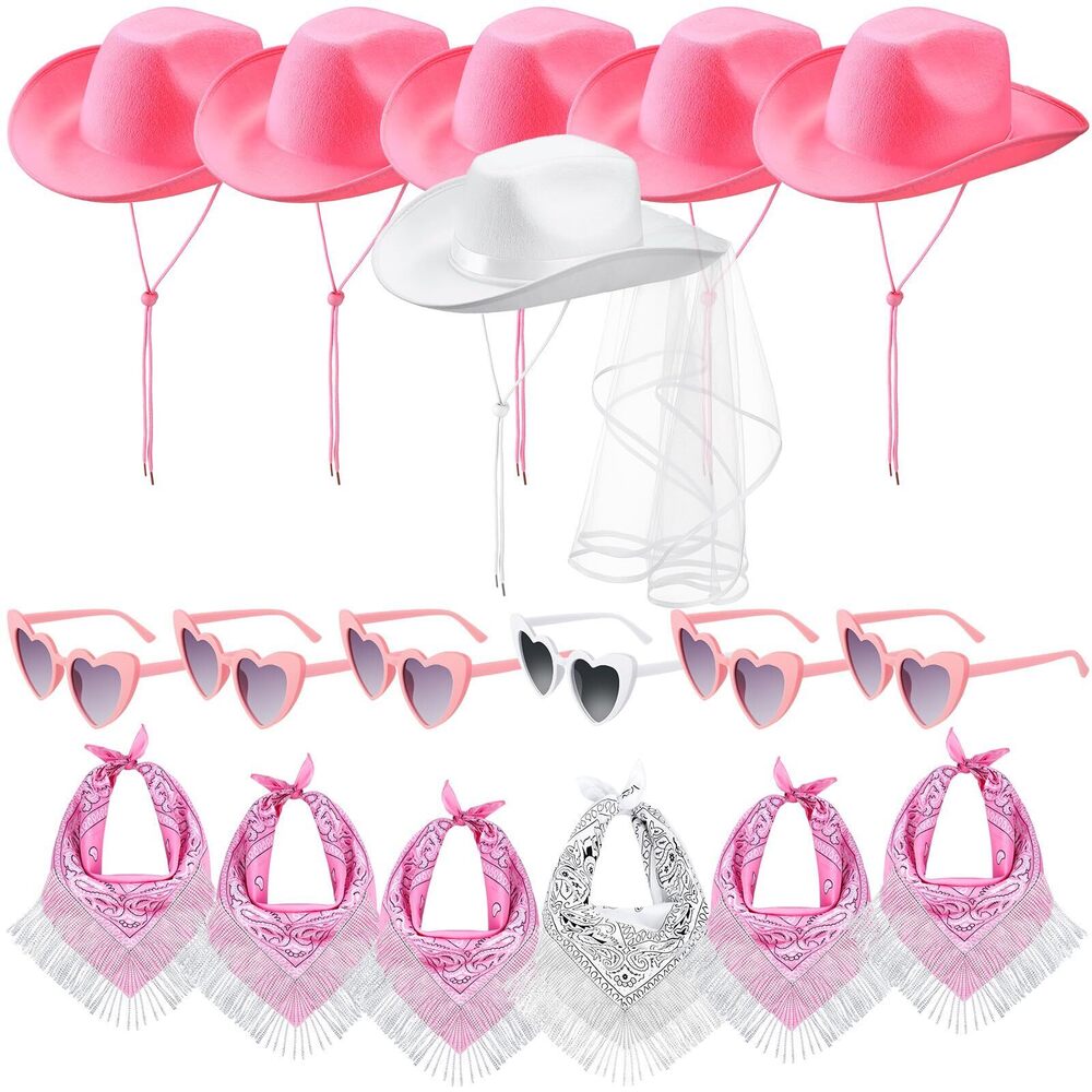 3689 6 Sets Cowgirl Bachelorette Party Decorations Bulk Bride Cowboy Hat